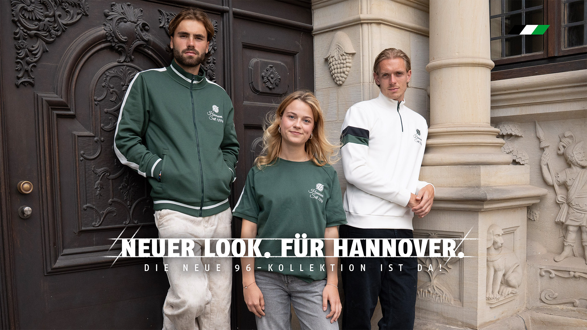 Zwei Männer und eine Frau (mitte) in der neuen 96-Kollektion.