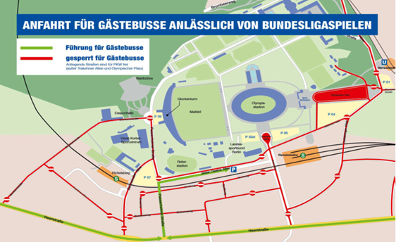 Anfahrtsskizze zum Stadion in Berlin.
