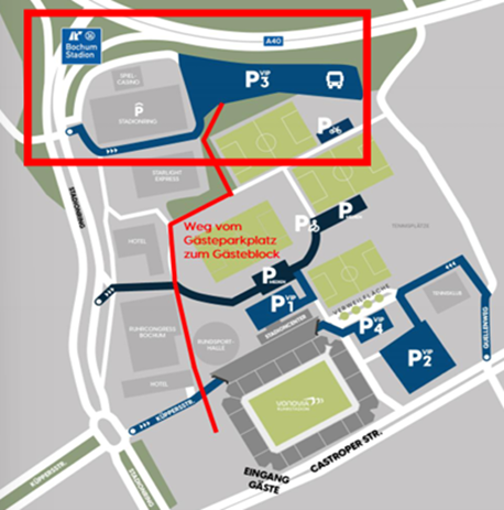 Anfahrtsskizze zum Stadion in Bochum.