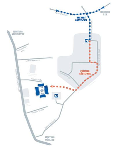 Anreiseskizze zum Stadion in Darmstadt.