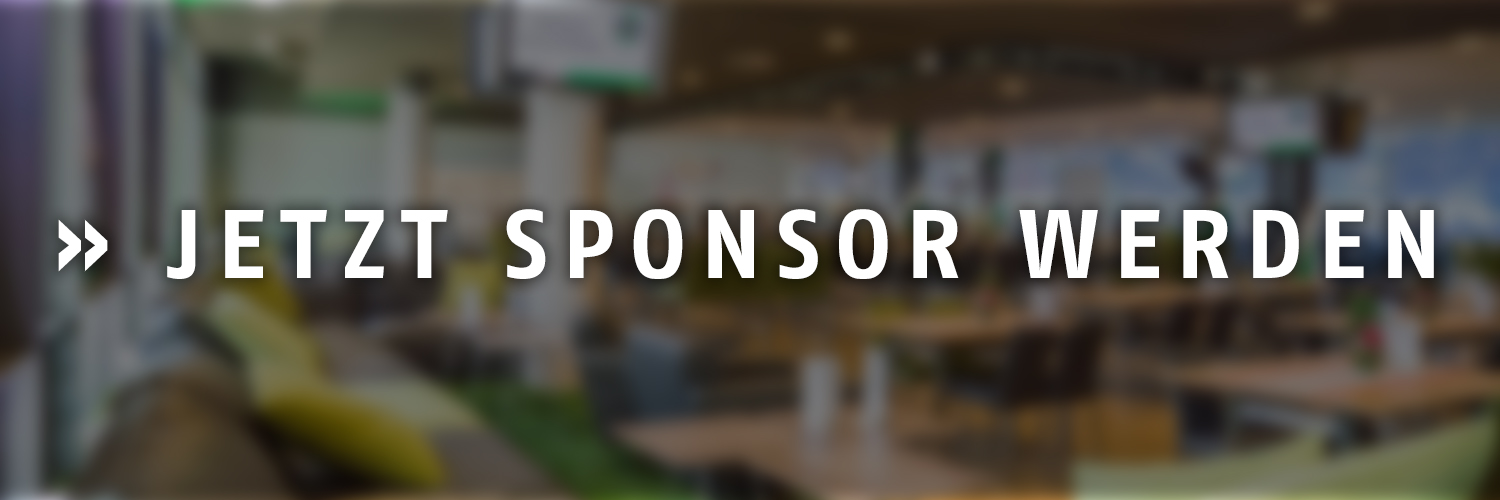 Unscharfes Bild vom Business-Bereich, davor steht: "Jetzt Sponsor werden"