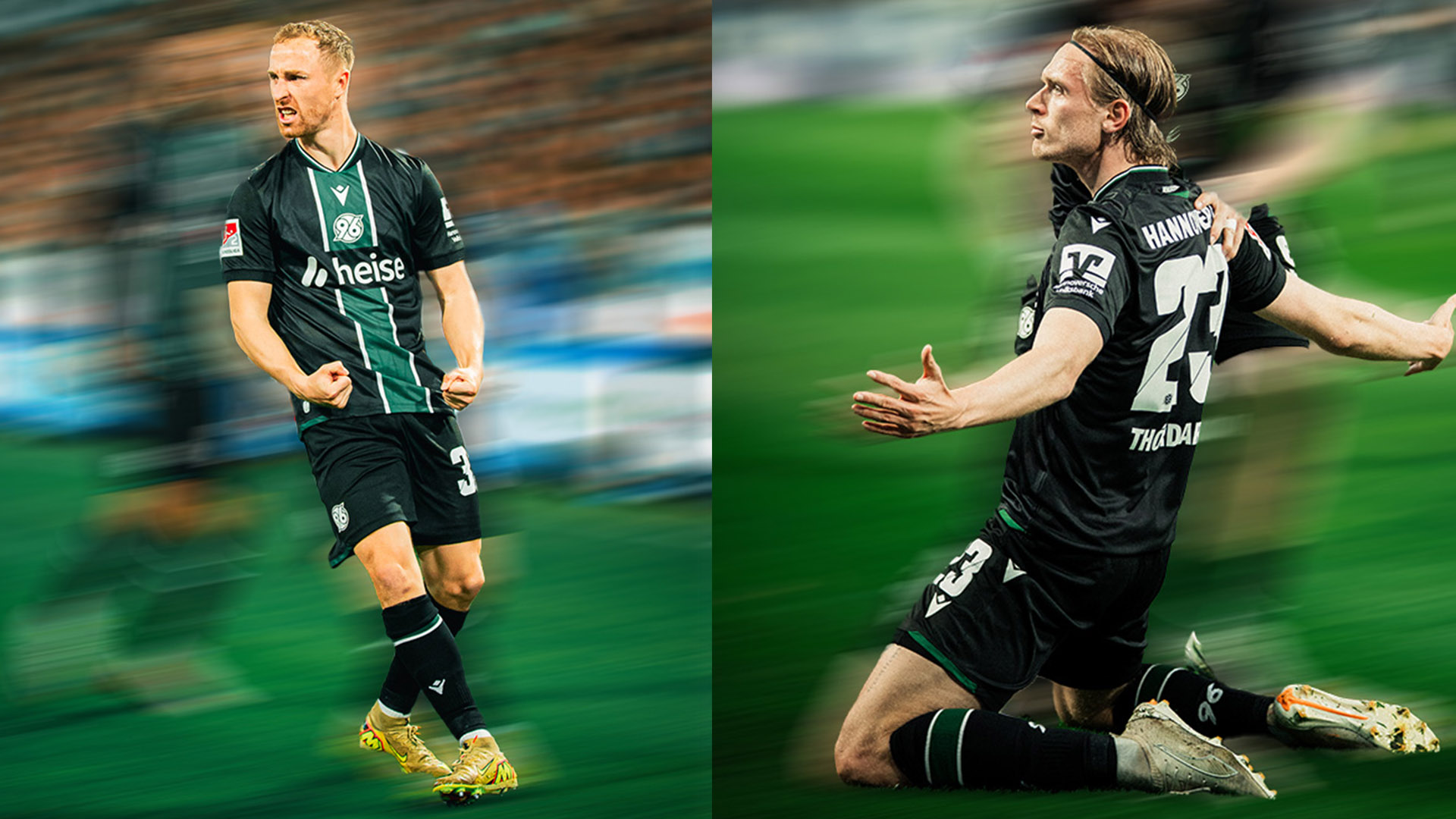 Geteiltes Bild: Neubauer(links) und Thordarson feiern ihre Tore.