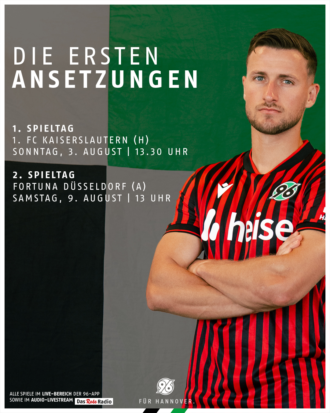 Die Ansetzungen sind auf einen Blick untereinander in einer Grafik zu sehen.