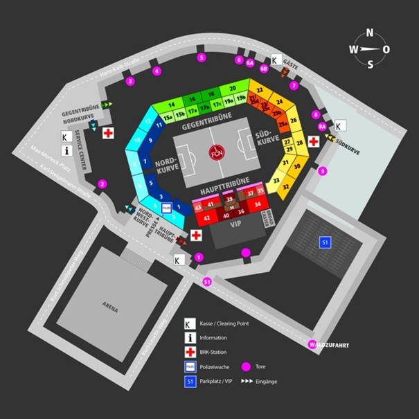 Stadionplan des Max-Morlock-Stadions.