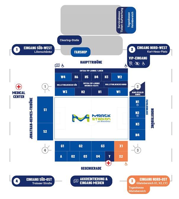 Der Stadionplan vom SV Darmstadt 98.