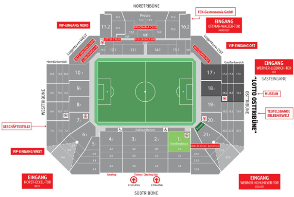Das Stadion von Kaiserslautern grafisch dargestellt.