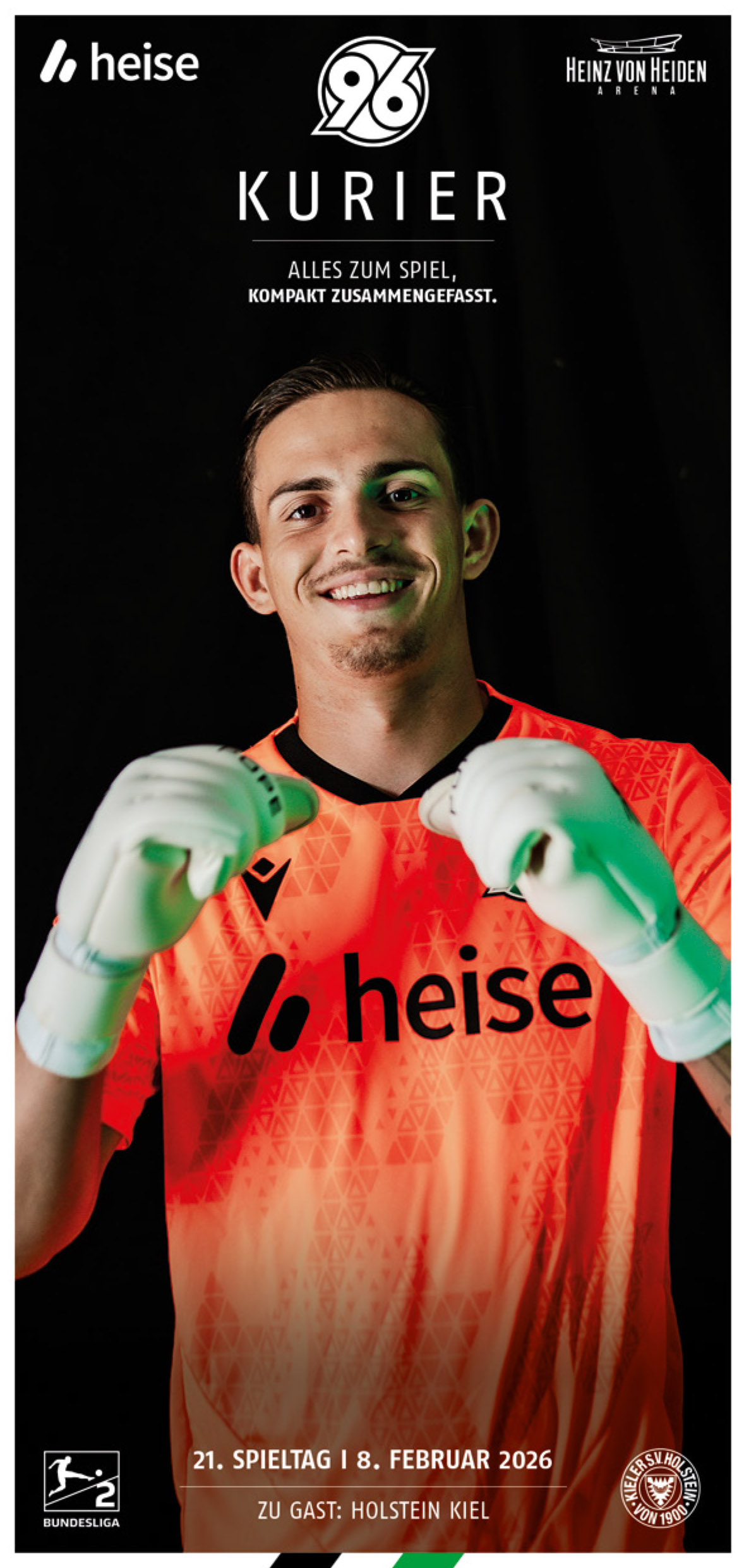 Der Titel des aktuellen 96-Kuriers mit Nahuel Noll vor schwarzem Hintergrund.