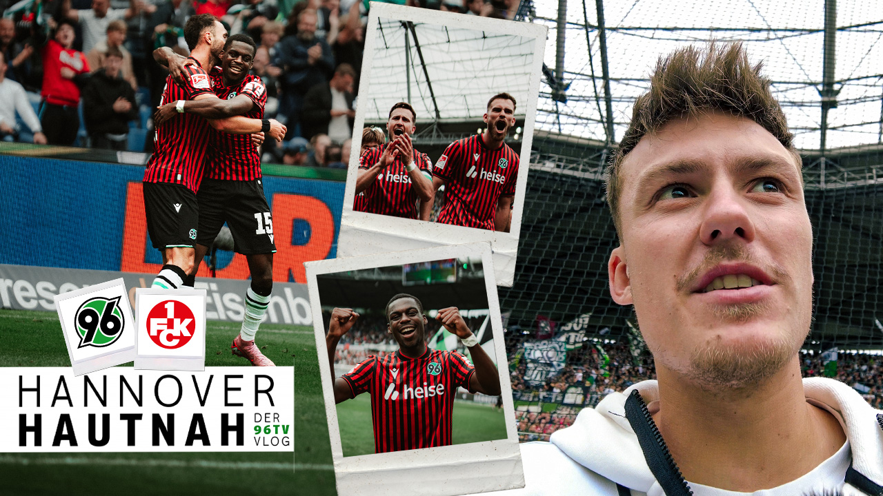Collage: "HANNOVER HAUTNAH"-Schriftzug mit beiden Logos, ein Bild von Host Niklas, drei Jubelbilder von Aseko, Tomiak und Ghita.