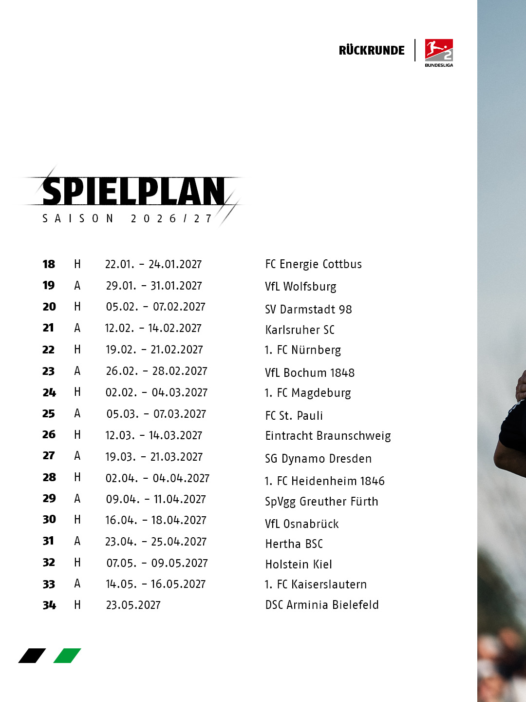 Die Rückrunde als Text.