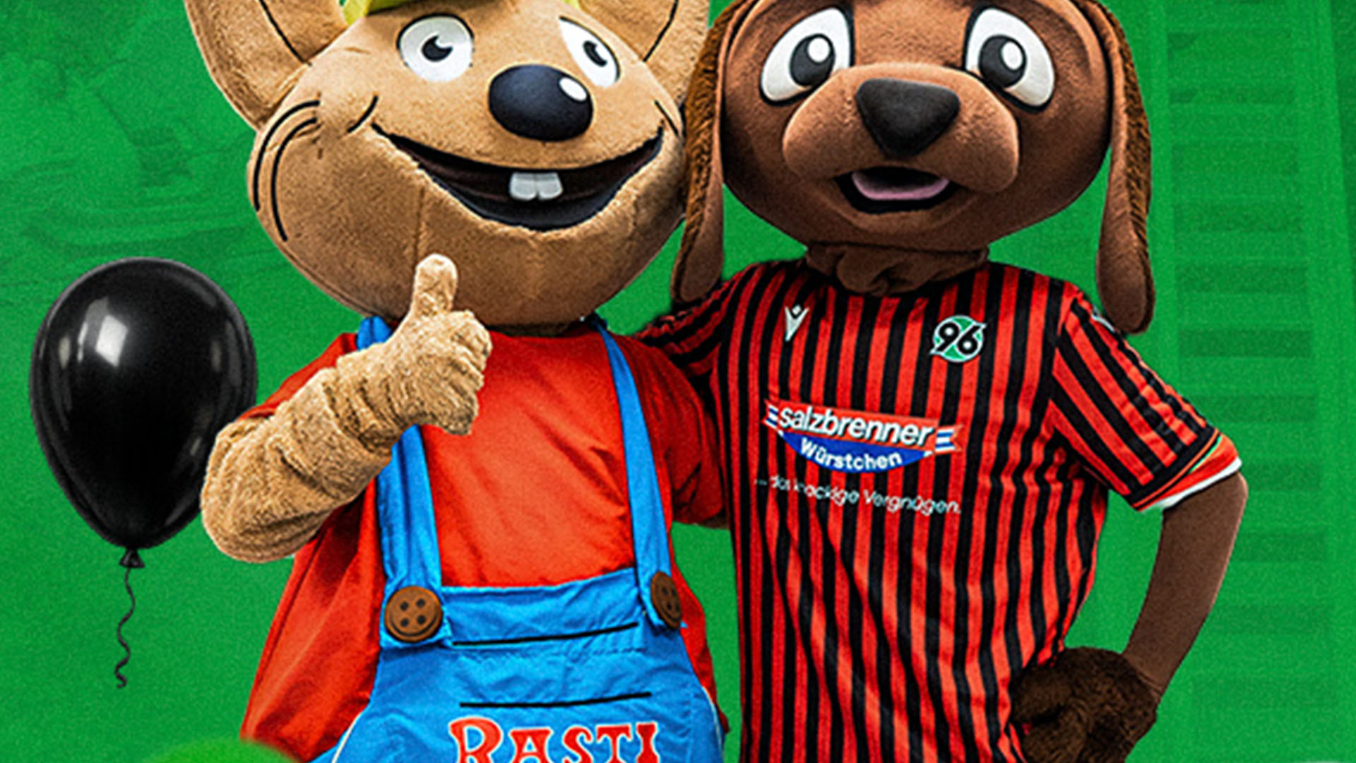 Die Maskottchen EDDI und Rasti nebeneinander.