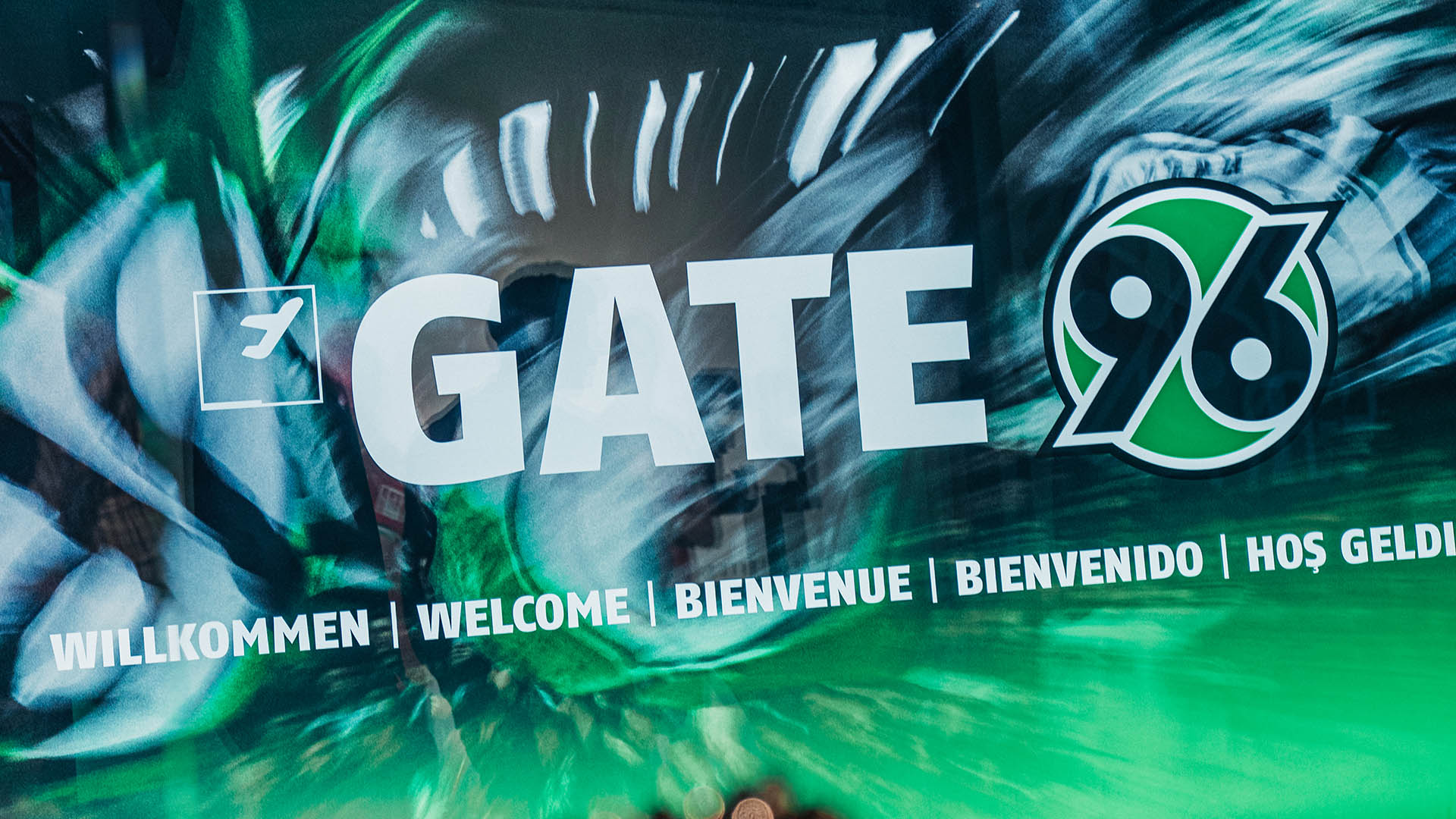 Willkommens-Screen im Gate 96.