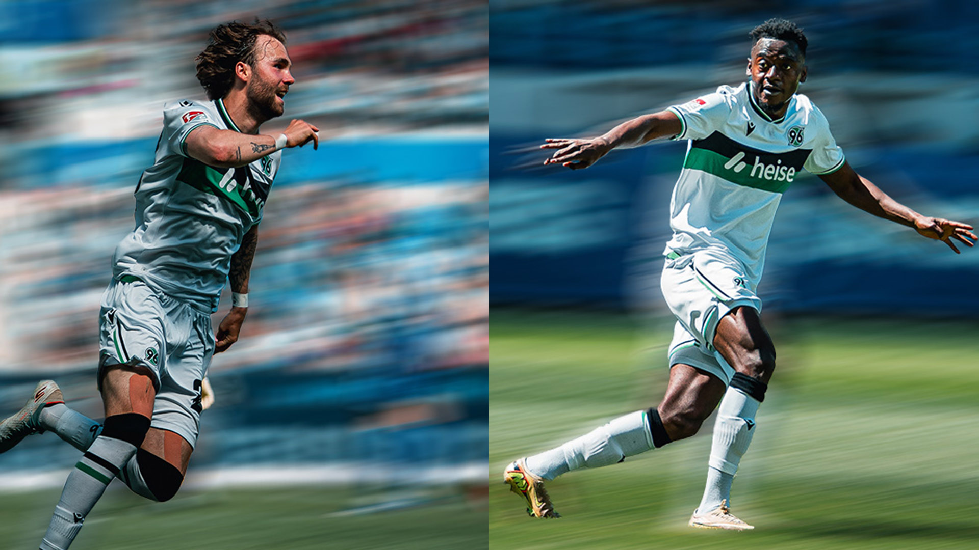 Geteiltes Bild: Oudenne (links) und Bundu im Spiel.